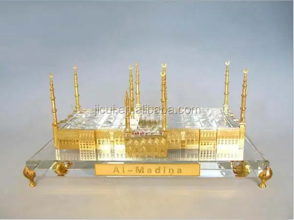 K BANHADO A OURO de CRISTAL 24 MESQUITA SAGRADA DA ARÁBIA SAUDITA MADINA MODELO PARA PRESENTE DA LEMBRANÇA