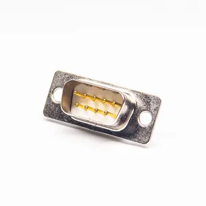 Mini conector de bronze dourado, D-SUB 9 pinos macho db9 para cabo solda série fêmea porta d sub 90 graus micro cabo à prova d' água