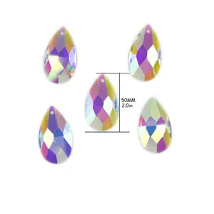 High Quality 50mm AB Color Waterdrop Shape Glass Prism Chandelier Parts Crystal Lamp Pendants For Lighting Decor