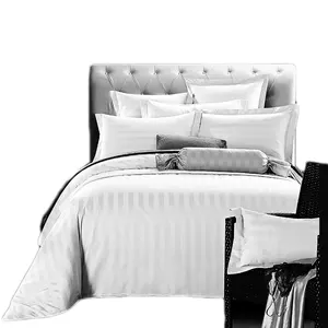 Yalan थोक लक्जरी सुपर नरम percale के लिए 3 cm धारी शुद्ध कपास बिस्तर पर चादर बिस्तर सेट होटल/घर/ अस्पताल में सनी