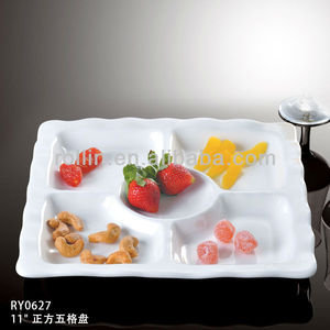 Hotel plaza <span class=keywords><strong>fiesta</strong></span> blanca de porcelana de cerámica placa de bandeja 5 En 1 por separado - Product Image 1