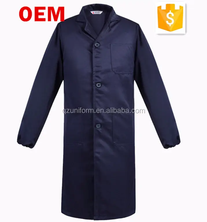 Azul marinho poli/algodão longo casaco/\ uniforme workwear casacos de poeira