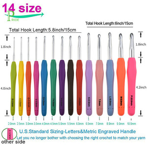 Étui ergonomique en <span class=keywords><strong>cuir</strong></span> avec 14 tailles de crochets de 2 à 10 mm Set d'aiguilles extra longues <span class=keywords><strong>pour</strong></span> les mains arthritiques - Product Image 3