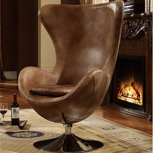 Aero arne <span class=keywords><strong>jacobsen</strong></span> <span class=keywords><strong>egg</strong></span> chair leather aluminum plated - Product Image 1