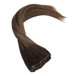 De calidad superior Remy Marrón <span class=keywords><strong>castaño</strong></span> mezclado marrón oscuro <span class=keywords><strong>Balayage</strong></span> cutícula alineada pelo virginal Clip en extensiones de cabello - Product Image 4