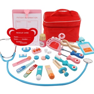 fingir jugar al Doctor conjunto enfermera inyección Kit médico de rol clásico juguetes de simulación de madera doctor juguete - Product Image 4