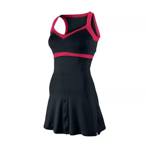 Mode Vrouwen Tennis Slijtage 100% Polyester Mesh Goedkope Tennis Jurk