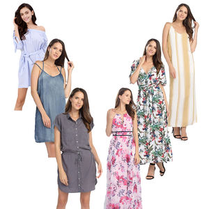 Comode strisce economiche lunghe un pezzo semplice <span class=keywords><strong>abito</strong></span> estivo <span class=keywords><strong>in</strong></span> <span class=keywords><strong>lino</strong></span> di cotone Casual da donna - Product Image 6