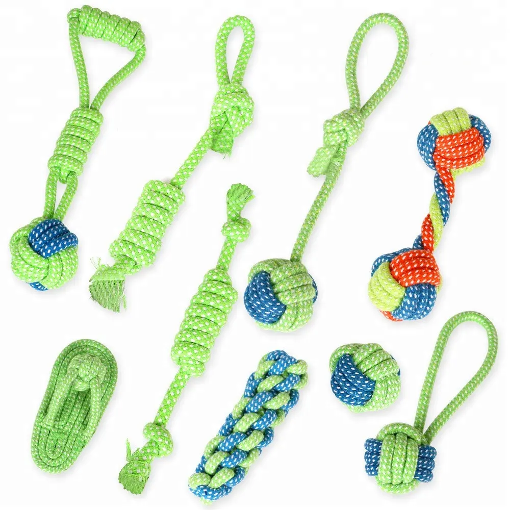 Cuerda de lino con nudo para masticar para perros, juguete interactivo para la salud de mascotas, fuerte, hecho a mano, gran oferta