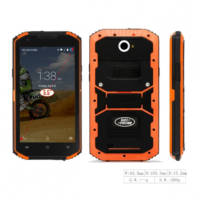 New Original GuoPhone V13 4500 Mah Android 5.1 MTK6735 Quad Core 5.5 Inch FDD 4G IP68 Waterproof Phone RAM 2 ROM 16GB 13MP