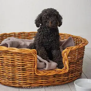Factory directly supplier wholesale handmade wicker pet basket willow dog bed