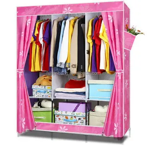 Portable Closet Storage Organizer With Shelves Wardrobe Clothes Rack