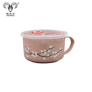 Tazza in Ceramica Personalizzata Oversize Gialla per Noodle, Ramen e Zuppe con Manico e Coperchio - Product Image 5