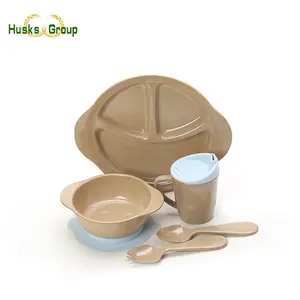 Eco Friendly Rice Husk Fiber 72 pcs Baby Dinnerware Set