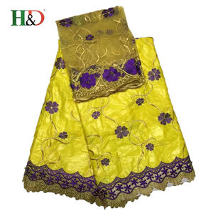 H & D 5 + 2 fábrica superior barato africano Bazin ropa al por mayor del organza tela con buena calidad - Product Image 1