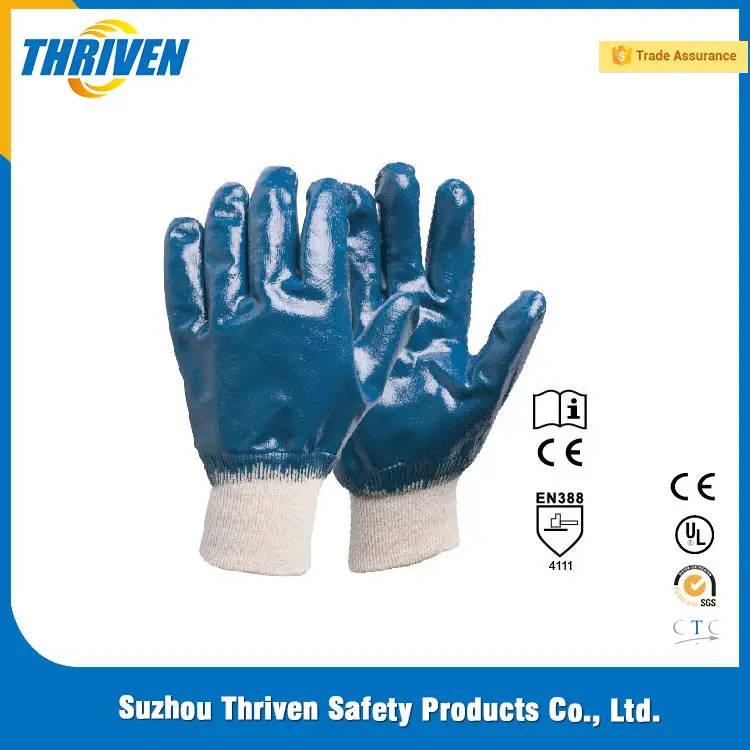 Good Skill Nitrile Blue Gloves With Fully Coated Jersey Lining Working Gloves