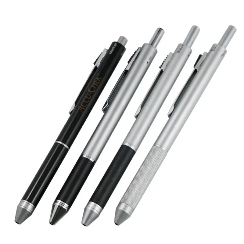 Stylo multifonction en métal or Rose 4 cœurs en 1, rechargeables, stylo mécanique, avec 4 couleurs, PDA, pratique, meilleure vente,