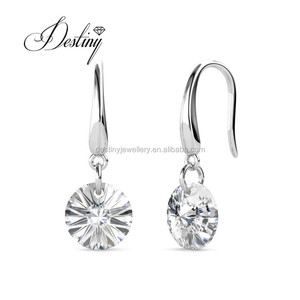 Boucles <span class=keywords><strong>d</strong></span>'oreilles pendantes rondes colorées Daisini ornées de cristaux <span class=keywords><strong>Swarovski</strong></span> en argent sterling 925 accessoire de bijoux pour femme - Product Image 1