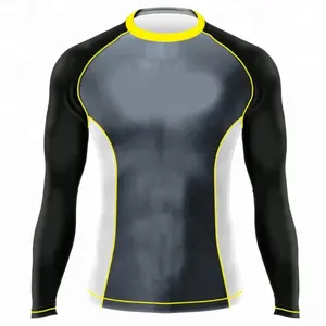 Sublimazione mma compressione poliestere spandex rashguard