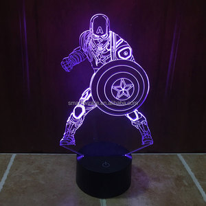 STL-Lámpara LED 3D de Marvel para niños, lámpara de ilusión de superhéroe 3D, regalo para niños, guerra Civil, Capitán América - Product Image 6