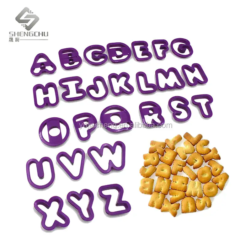 Amazon Hot Sale Backwerk zeuge Set Buchstaben form Mini Keksform Set Kunststoff Alphabet Aus stech formen