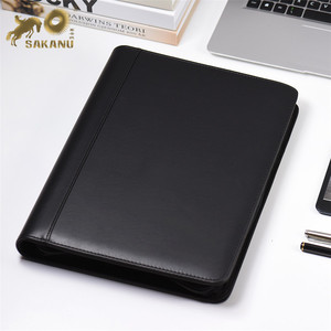 Đa chức năng A4 PU da zippered đóng cửa tài liệu trường hợp Organizer padfolio danh mục đầu tư thư mục Vòng chất kết dính Loose-Leaf vòng lặp - Product Image 3