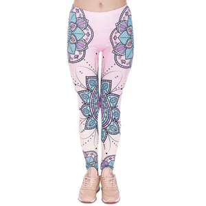 Online-Shopping 10 Stück zu kaufen Mode Frauen Leggins Mandala Blume 3D-Druck Legging Silm High Waist Frau Leggings