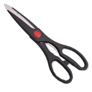 8" black plastic handle kitchen scissors