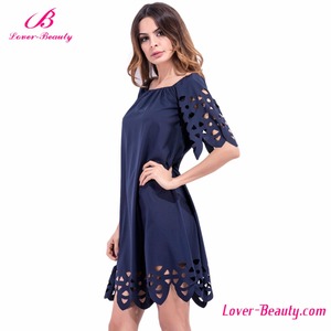 All'<span class=keywords><strong>ingrosso</strong></span> di modo blu scuro e <span class=keywords><strong>bianco</strong></span> allentato comodo vestito casuale - Product Image 5
