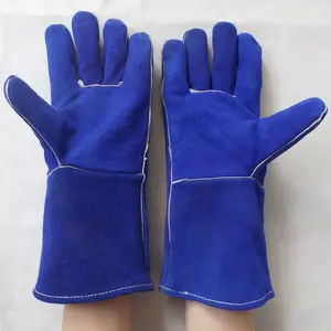 Protección a largo cuero tig soldadura guante de trabajo guantes de soldador