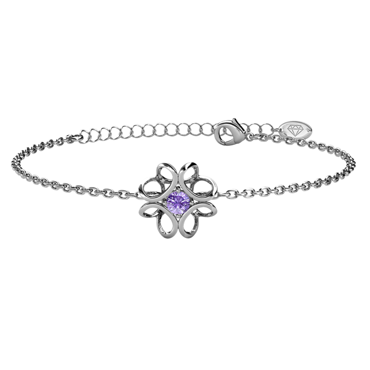 February Amethyst Birthstone 18k Gold Plated Bracelet