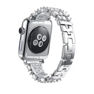 Apple için elmas bant izle lüks paslanmaz çelik Metal kayış için iwatch ultra 9 8 7 6 5 4 3 SE womens saat kayışı