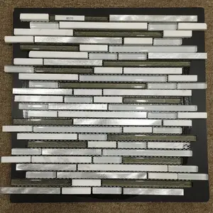 stainless steel mix marble strip mosaic tiles