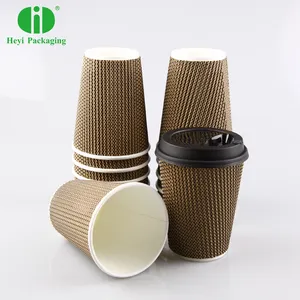 12 Unzen Einweg papier Heißgetränk Tee tassen Ripple Wall Insula ted Kaffeetasse herausnehmen heißes Getränk/Tee/Kaffee