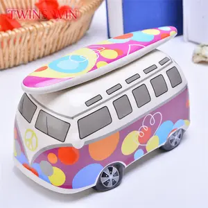 Gift Voor Kinderen Creatieve Bus Auto Vorm Grote Spaarpot Groothandel Kleurrijke Keramische Spaarpot 035