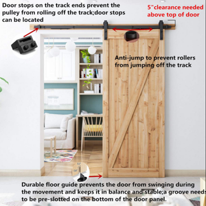 America Style Wooden Sliding Barn Door Hardware / Black Carbon Steel Sliding Barn Door Hardware - Product Image 4