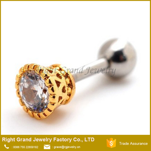 16g Aleación de Zinc Chapado En Oro Circón Cúbico Adelante Helix Cartílago Pernos Prisioneros Del Oído - Product Image 3