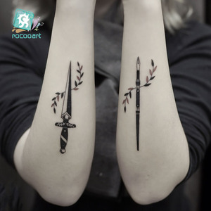 Adesivi per tatuaggi temporanei impermeabili, il diavolo nero non dorme, lettere inglesi, design accattivante, strumenti per il trucco artistico del corpo - Product Image 4