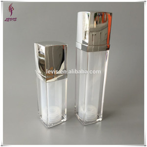 Plástico de lujo plaza vacía bomba sin aire 30 ml con tapa de plata - Product Image 4