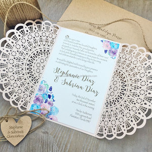 Invitations de <span class=keywords><strong>mariage</strong></span> élégantes et rustiques découpées au <span class=keywords><strong>laser</strong></span> rose, conçues en Afrique, et cartes d'invitation d'anniversaire personnalisées, cartes de vœux - Product Image 4