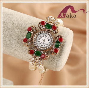Date main femmes fleur forme bracelet colock attched rose or multcolor cristal bracelet belle perle pour les femmes - Product Image 2