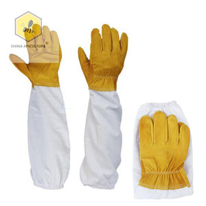 मधुमक्खी पालन उपकरण मोराकी चमड़े के लंबे कैनवास आस्तीन और लोचदार कफ के साथ Beekeeper के दस्ताने (मध्यम) - Product Image 1