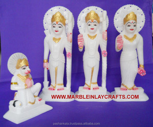 Darbar de mármol blanco único, estatua de Das Hanumana - Product Image 1