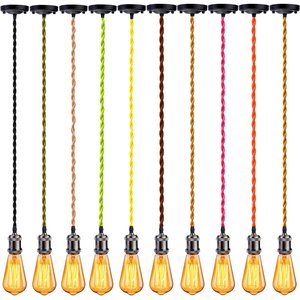 Color trenzado lámpara DIY cable eléctrico <span class=keywords><strong>2</strong></span> core <span class=keywords><strong>2</strong></span>*0,75mm tela de algodón cable de alimentación para retro Edison lámpara - Product Image 6