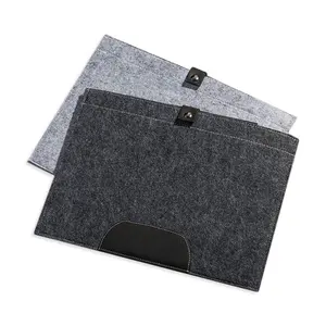 Factory Custom Made Gray Felt Document Bag A4 File Folder with Snap Button