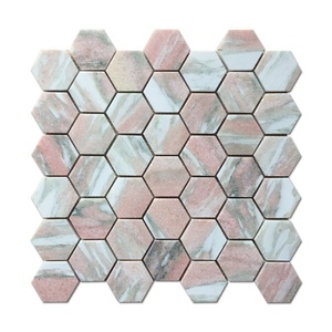 Wholesale Schomex Modern Norway Rose Pink <strong>Hexagon</strong> Marble Mosaic <strong>Tiles</strong> 10mm Thickness Parquet Polished School Hotel Wall <strong>Floor</strong> - Product Image 1
