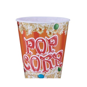Saco de popcorn de plástico personalizado fabricante, venda quente impressão personalizada de parede única descartável popcorn balde com tampa - Product Image 5