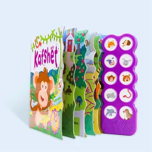 कस्टम मुद्रण के साथ आकर्षक रंगीन हार्डकवर बच्चों ध्वनि बोल संगीत बोर्ड की किताब बटन