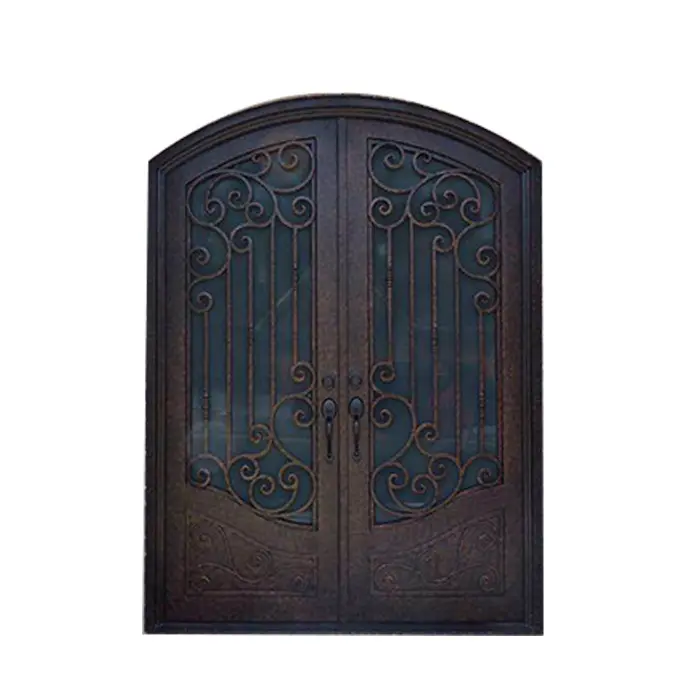 OEM Cheap Price Decoration Unique Wrought Iron Double Entry Doors