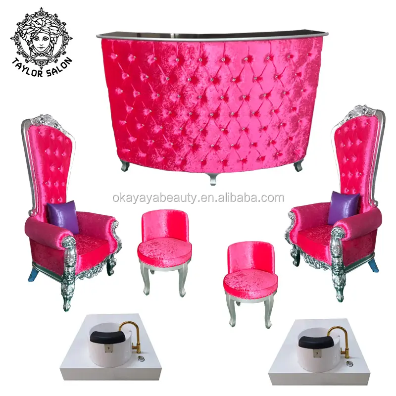 Chaise de pédicure de luxe rose, équipement de salon de beauté, complet de spa